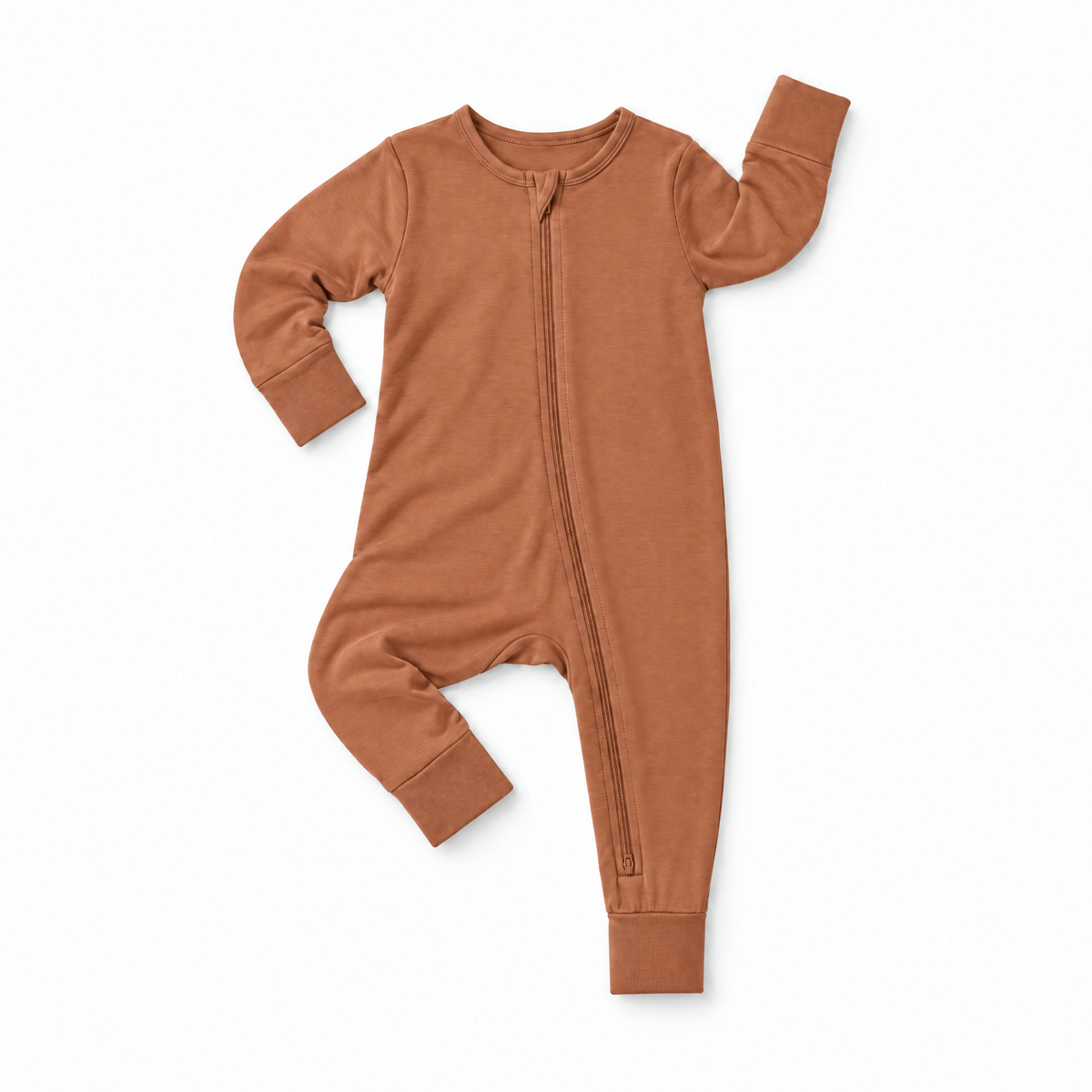 Wame Bamboo Zip Sleeper in Clay Hearth, laid flat