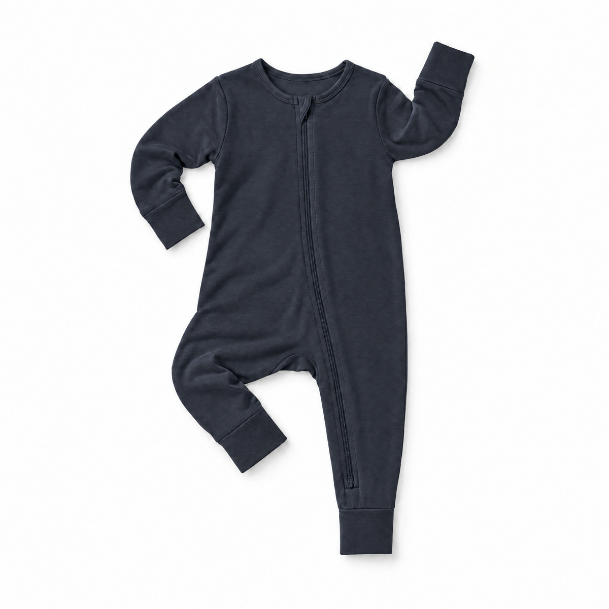 Wame Bamboo Zip Sleeper in Midnight, laid flat